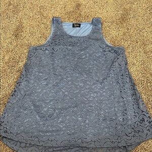 Gray Embellished Boxy Sleeveless Tank Top